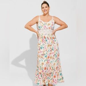 Torrid Floral Boho Gypsy Maxi Dress Lace Spring Summer Women’s Plus Sz 1X